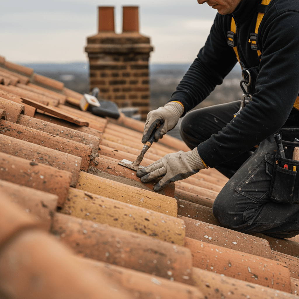Réparation professionnelle de tuiles de toit endommagées